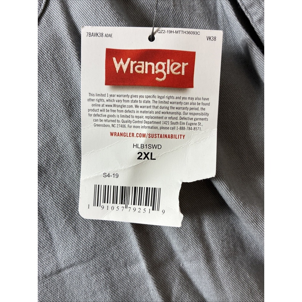 Wrangler Men's Comfort Flex Shirt Twill Long Sleeve Button Up 2XL Gray - Picture 6 of 15